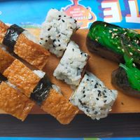 Tofu sashimi, banana maki, algae temaki at Yayami in Namur