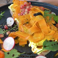 Carrot salmon bread: well flavored and a great amount of salmon   at Alua Catering Cafe in Dresden