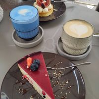 Yummy Pistacio Latte and a Cheesecake :) at Alua Catering Cafe in Dresden
