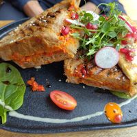 Grilled "Cheese" Sandwiches mit extra "Spiegelei" at Alua Catering Cafe in Dresden