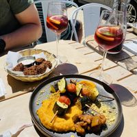 Veggie Skewers with sweet potato purée   at Cafe Manah in Lisbon