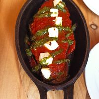 Eggplant with tomato sauce and feta cheese at Cafe Manah in Lisbon