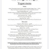 Vegan menu at The George And Dragon in Great Budworth