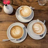 Coffees (oat milk available, as well as decaf)  at IVY Bistro & Café in Hamburg