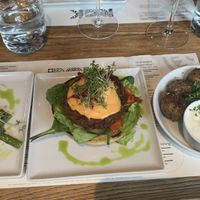 Asparagus, black bean burger, roasted potatoes with aioli   at ROK in Reykjavik
