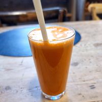 Ginger carrot juice at Balthasar in Bruges