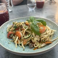 Linguine, exchanged the pesto containing honey for truffle oil instead  at Blacksalt in Carvoeiro