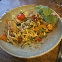Linguine with homemade vegan pesto  at Blacksalt in Carvoeiro