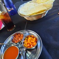 Papadums and pickle tray, without yoghurt sauce. at Buddha House in Torrox Costa