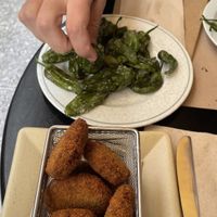 Falafel y pimientos del padrón  at Mesón O Recuncho in Viveiro