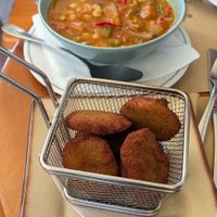 Callos a base de setas, y falafel casero at Mesón O Recuncho in Viveiro