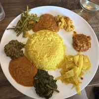 Platter with rice   at Asmara Bella Restaurant in Manchester
