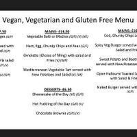 Vegan veggie gf menu at White Hart in Coggleshall