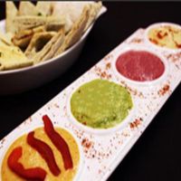 Four awesome flavors of VEGAN hummus! at California Cantina in Santiago