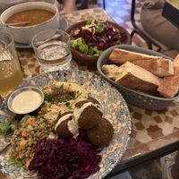 Falafel plate, beetroot salad and lentil soup   at Picknick Cafe - City in Frankfurt