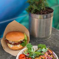 Vegan Deluxe Bowl & Mushroom Miso Burger at Ibiza bowls in Copenhagen