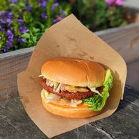 Vegan Mushroom Miso Burger at Ibiza bowls in Copenhagen