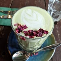 Matcha latte at Sasta By The River in Maynooth