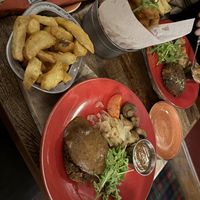 Vegan steak and chips   at The Old Bath Arms in Frome