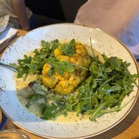 Pilz Risotto mit Blumenkohlsteak  at Festland in Krummhoern