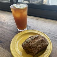 Pumpkin loaf and Tea-ade  at Forge Baking Company in Somerville