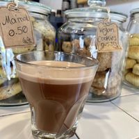 Vegan hot chocalate and cokies  at Frankfurter Supermarket & Cafe in Madaba