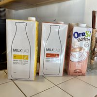 Choice of plant milk  at Frankfurter Supermarket & Cafe in Madaba
