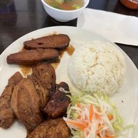 Seaweed, seitan, ribs, rice and soup  at Veggie Garden in Orlando