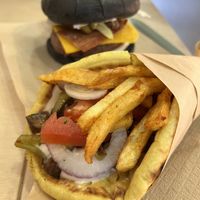 Greek mushroom gyro and burger   at Mama Tierra - Acropolis in Athens