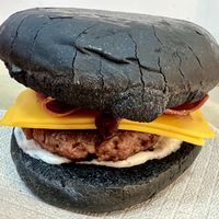 Beyond Burger with optional “bacon” & extra “cheese”  at Mama Tierra - Acropolis in Athens