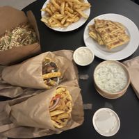 Pad Thai, fries, tzatziki, garlic mayo, all 3 gyros'  at Mama Tierra - Acropolis in Athens