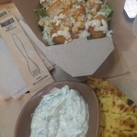 Greek salad and tzatziki at Mama Tierra - Acropolis in Athens