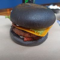 Beyond Burger (charcoal bun) at Mama Tierra - Acropolis in Athens