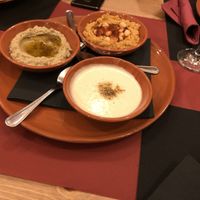 Baba ganoush, tahini and hummus  at Cairo in Caldas Da Rainha