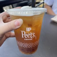 yuzu refresher with seasonal brown sugar jelly (the jelly is vegan! and most of the seasonal drinks are vegan too!)   at Peet's Coffee in San Diego