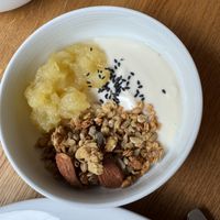 Granola Crumble with apple and soy yoghurtt  at plant. in Luzern