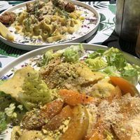 Tagliatelle with tofish (top); ricotta ravioli (bottom)  at Owca Cała in Poznan