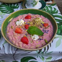 strawberry pasta at Owca Cała in Poznan