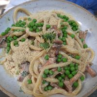 Buccatini with mushroom at Owca Cała in Poznan