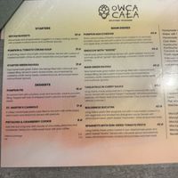 Menu November 2025  at Owca Cała in Poznan