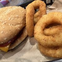 Beyond Burger and onion rings for the kiddo at The Green Table in Palm Harbor