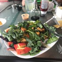 This is a kale salad with apples tempeh  this place is amazing also had a fantastic green drink love my happy cow this is how I find my places at The Green Table in Palm Harbor
