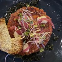 Tomato steak tartare  at Oproer Brouwerij Biercafé in Utrecht