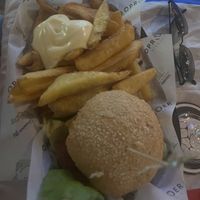 Classic burger with fries   at Oproer Brouwerij Biercafé in Utrecht