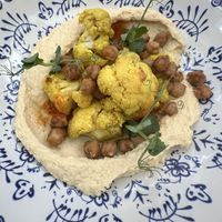 Cauliflower chickpeas humous  at Boaty's Tapas Café in Praia Da Luz
