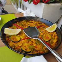 Paella with vegetables at Sala de Fiestas Bolero in Calpe