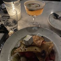 greek salad with passionfruit drink  at Koukos Rhodian Guesthouse in Rhodes