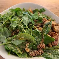 Vegan “creamy” chicken fusilli with spinach and rocket.   at Vapiano in Riga