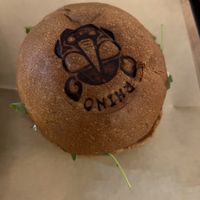 mushroom burger  at Rhino Vegan Beat in Mykonos