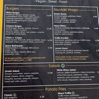 Updated menu  at Rhino Vegan Beat in Mykonos
